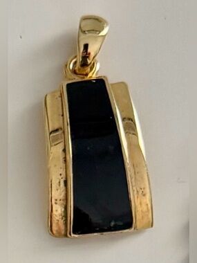 Lia Sophia Gold and Black Rectangular Pendant for a Necklace